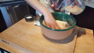 Continue Mixing. Finally, add the salt and work the dough for another 10 minutes. You should end up with a smooth ball of dough that pulls easily from the bowl.