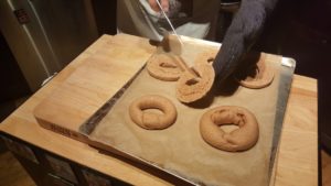 Cut the friselle in half lengthwise and lay them out with the cut side facing up. Bake for another 40 minutes. They will become dry and crunchy.